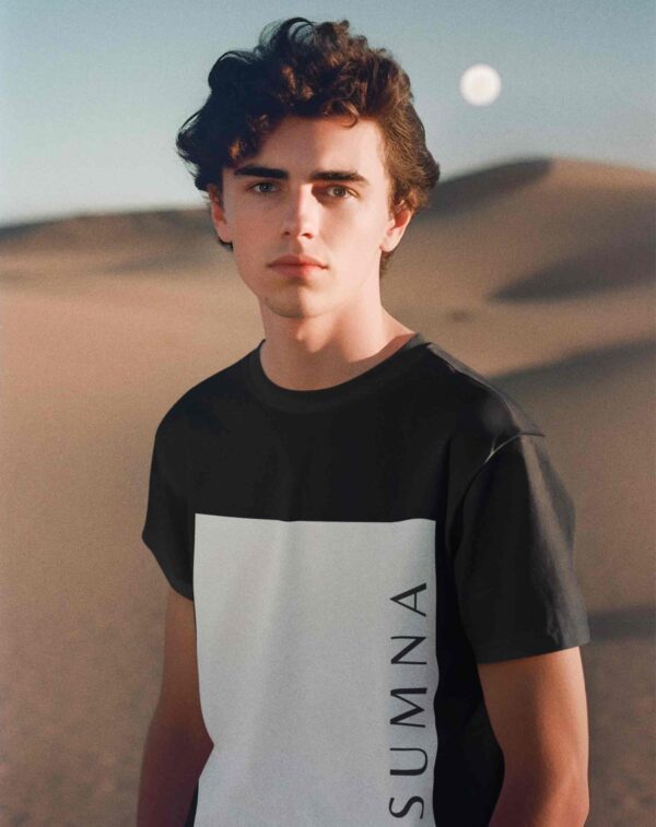 Playera negra estampada hombre