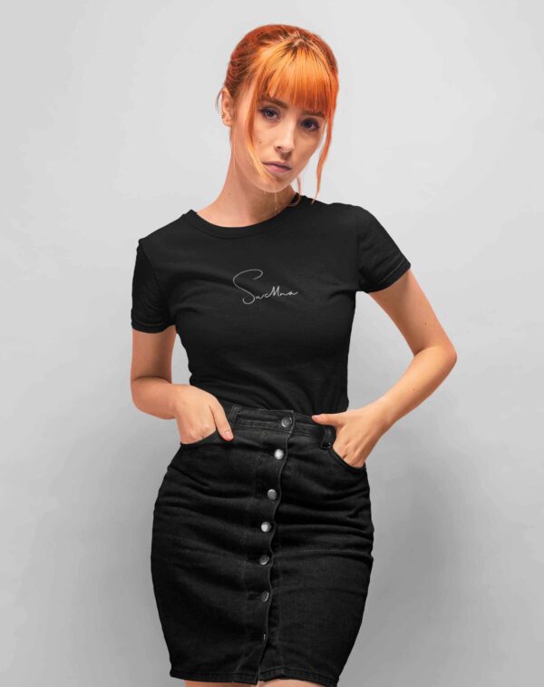 Playera negra mujer estampada
